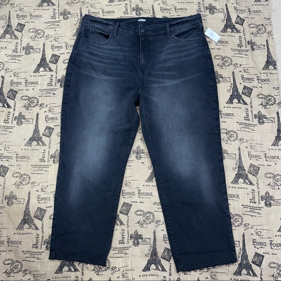 Old Navy NWT! Extra Sky-Hi Straight Raw-Hem Black Jean Size 18P - Picture 5 of 13